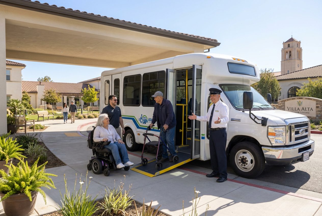 White ADA RideConnect wheelchair accessible vehicle providing senior transportation in the Bay Area